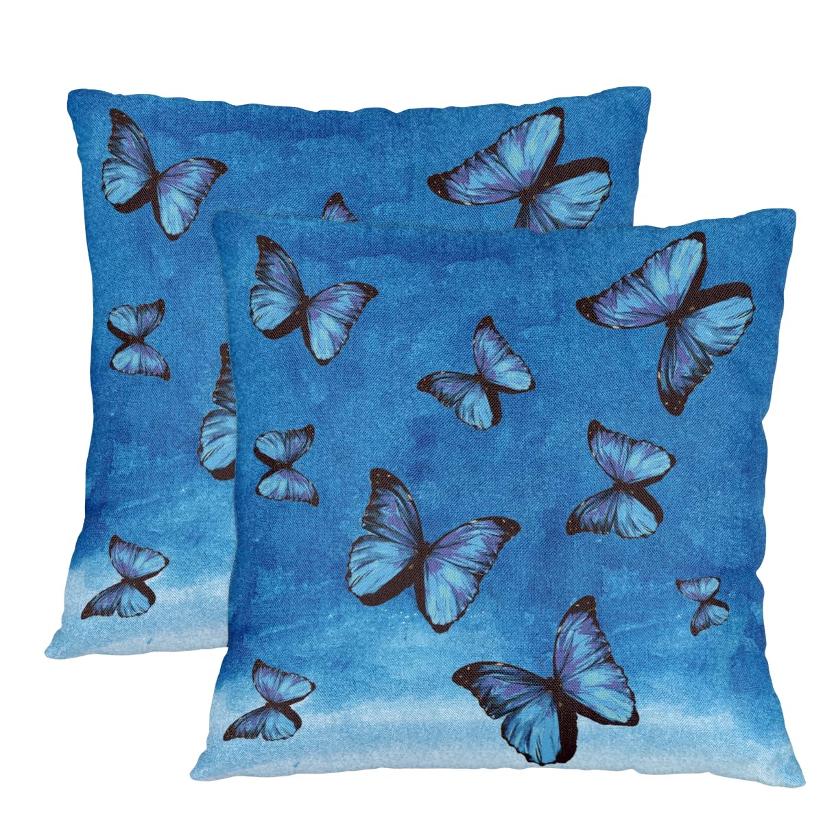 Coussin papillon bleu 61x61 cm : la douceur bohème champêtre dans votre lit