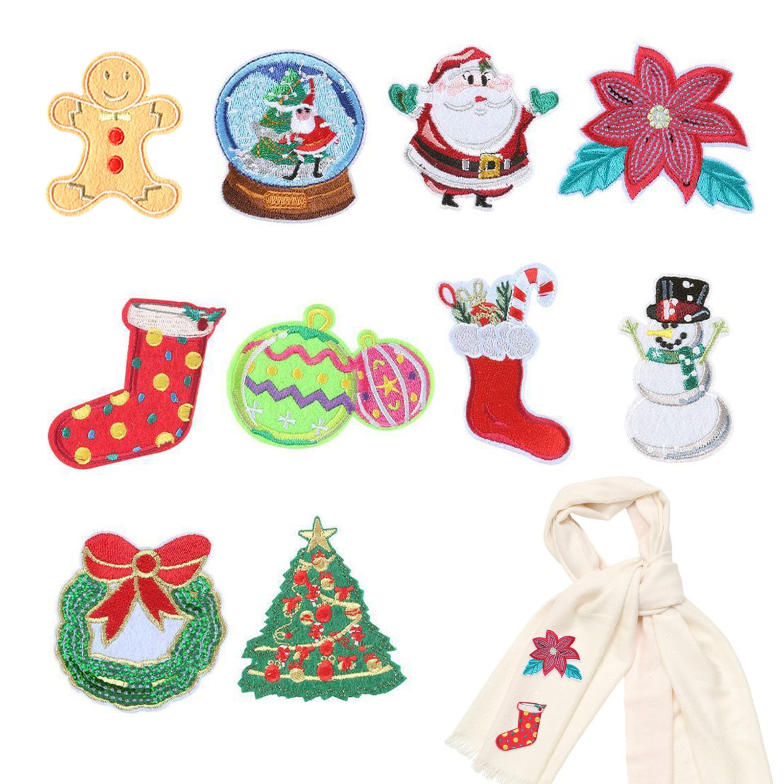 Kerstpatches - Feestelijke Pluche Vakantie Naaipatch Werk