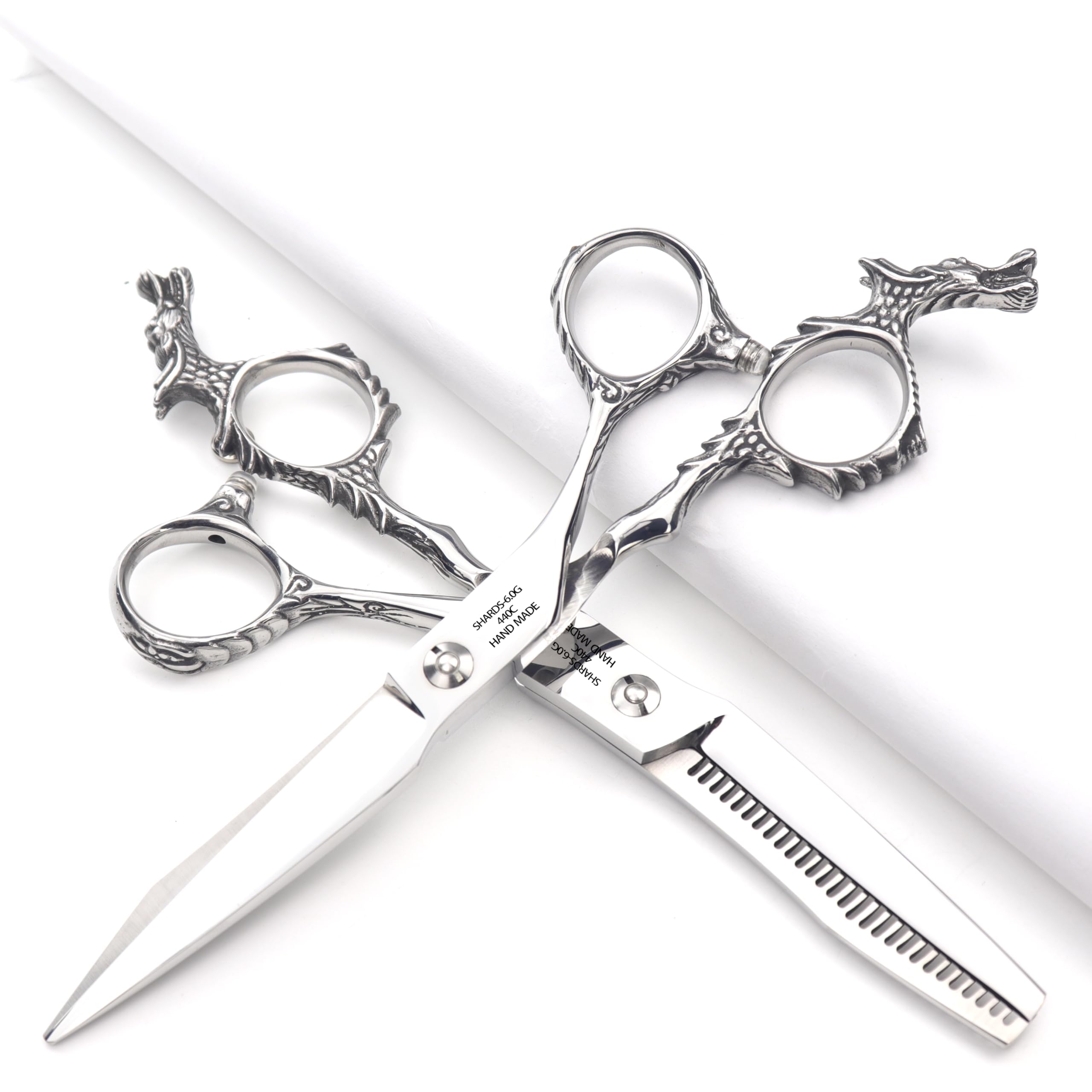 Tijeras profesionales afiladas de la peluquería de la alta dureza 440c cortadas especiales del pelo del peluquero del salón de la 6 pulgada 17.5cm (scissors set)