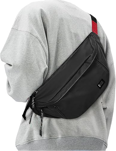 Riñonera cruzada grande de moda para hombres y mujeres, resistente al agua, riñonera, bolsa para cinturón con 5 bolsillos con cremallera, transporte