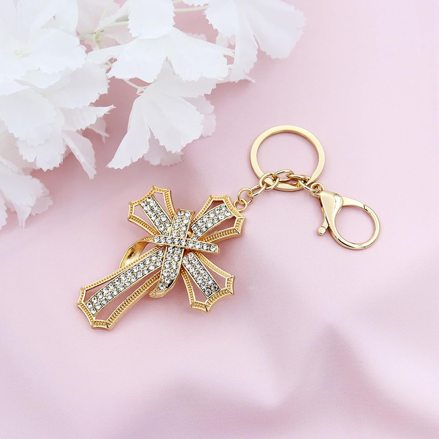 TTYY Stylish Rhinestone Cross Keychain - Sparkling Christian Car Key Ring for Women Men,Religious Gift for Purse Backpack Bag - Image 5