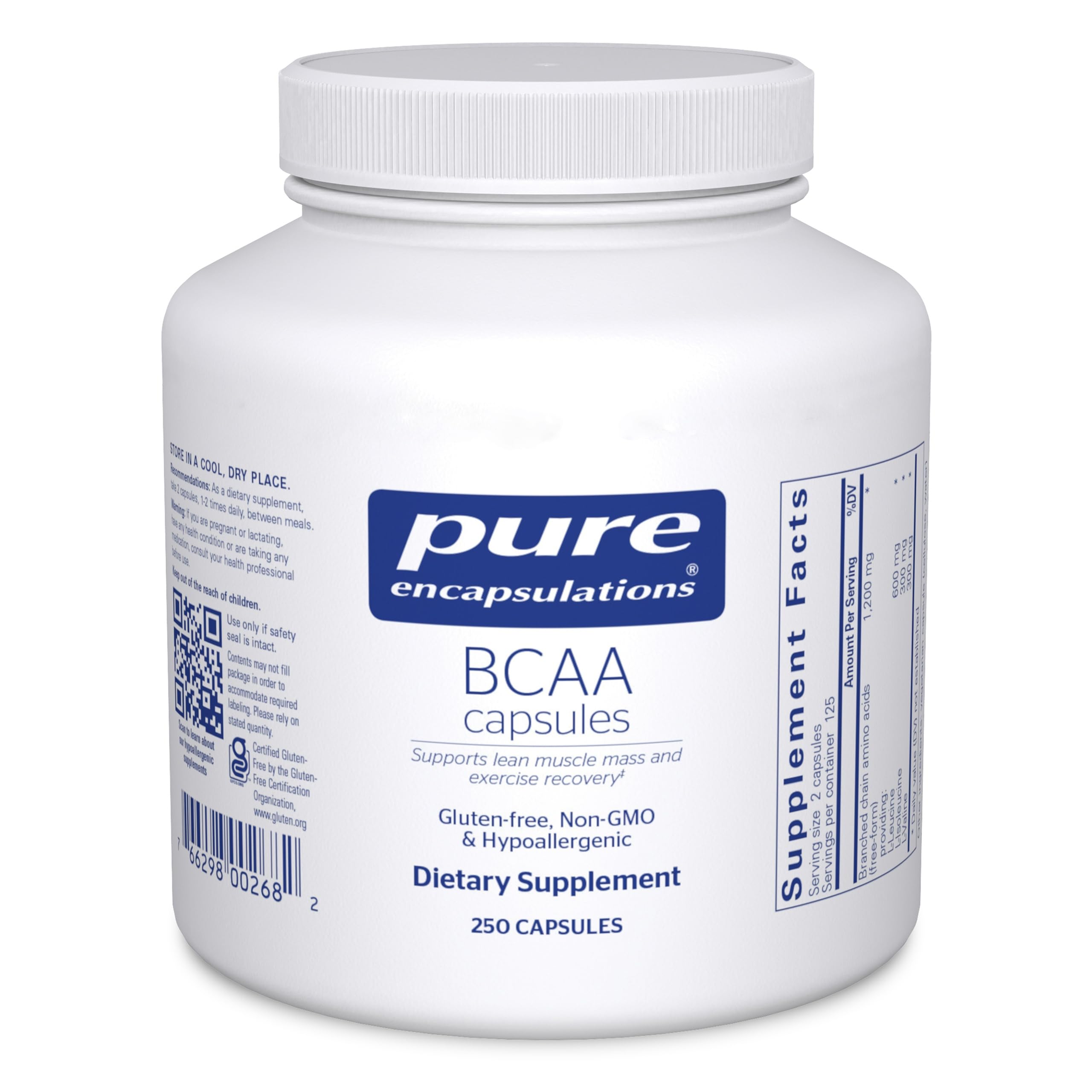 Pure Encapsulations BCAA Capsules | Hypoallergenic Supplement to Support Muscle Function During Exercise* | 250 Capsules