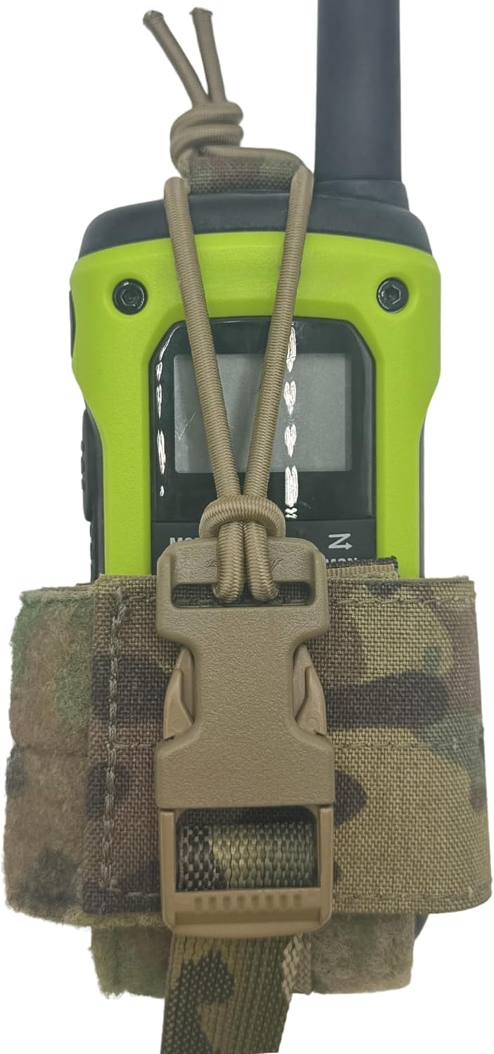 Laser Laminate Radio Pouch – MOLLE Compatible Tactical Radio Holder with Shock Cord & Hook-and-Loop Closure, Cordura Nylon