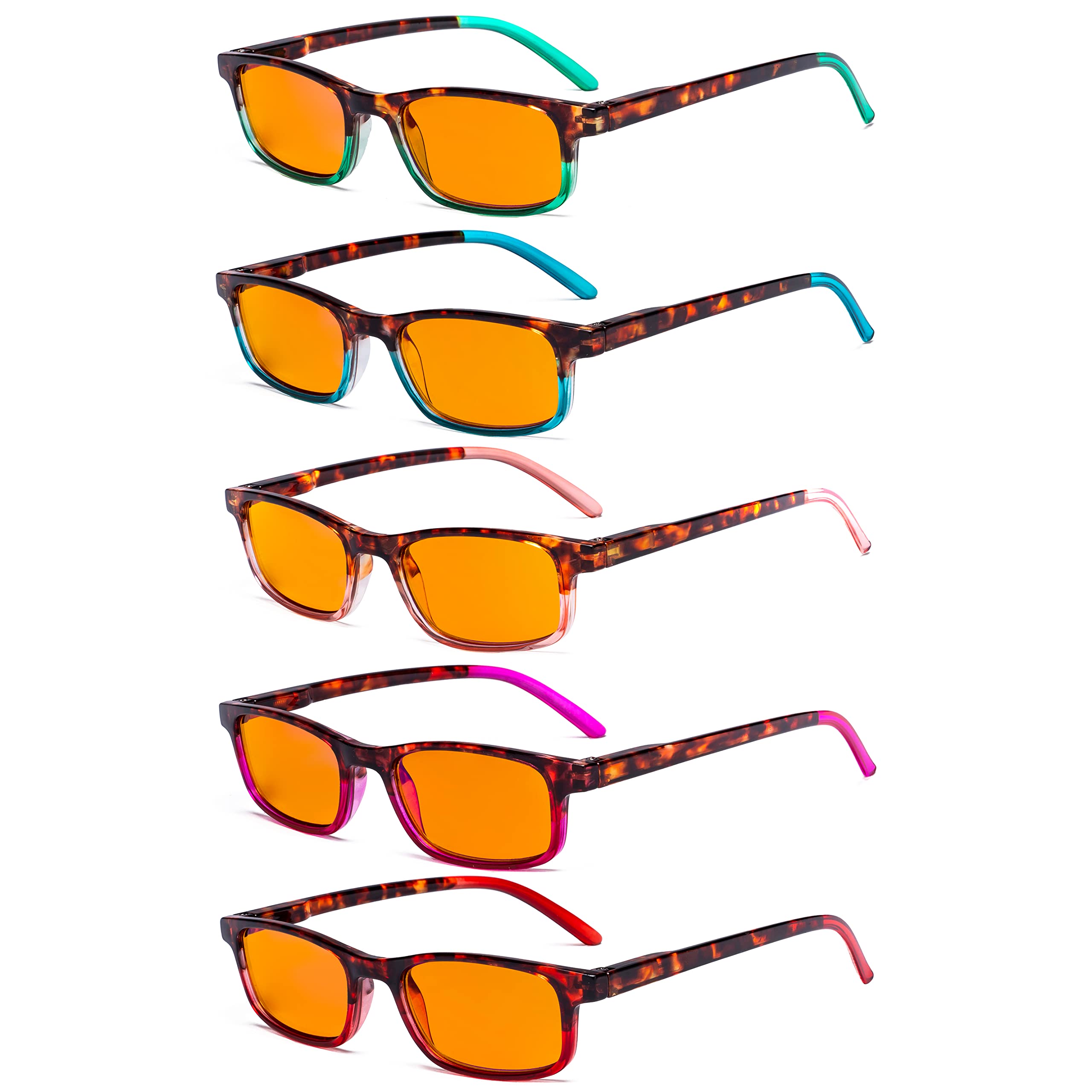 Eyekepper 5 Pack Reading Glasses Blue Light Blocking Computer Eyeglasses Orange Tinted Cat Eye