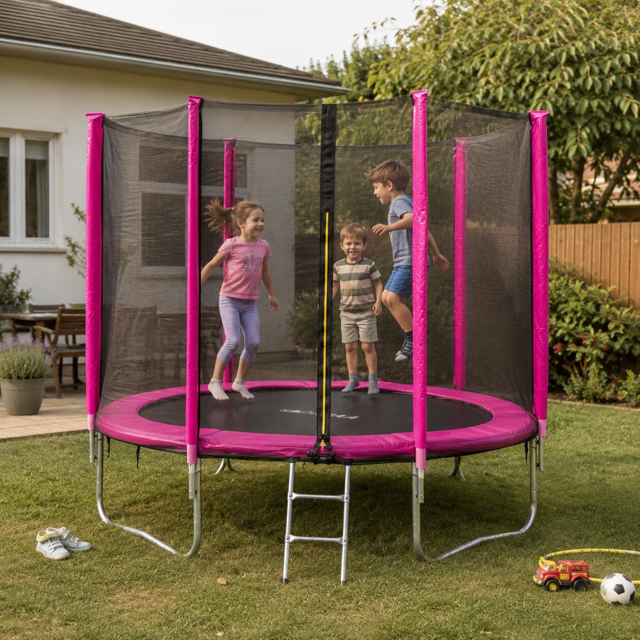Cama elástica para Varios niños ATAA 250 cm – Escalera, Triple Cierre