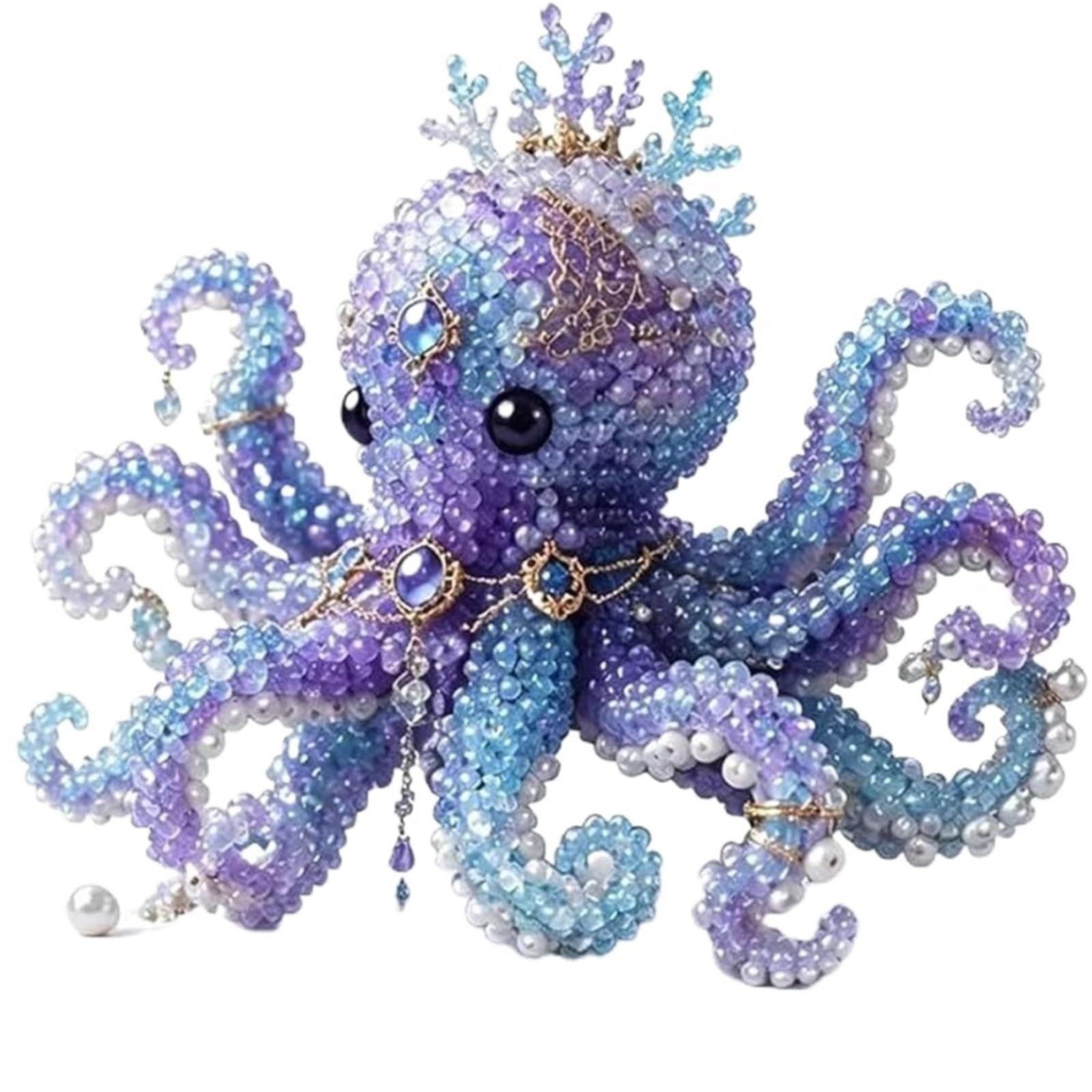 ANQKYO Mythical Ocean DIY Bead Kit for Beginners Mythical DIY Bead Kit for Beginners, 3D Beaded Animal Making, Underwater Embroidery Set(Octopus)