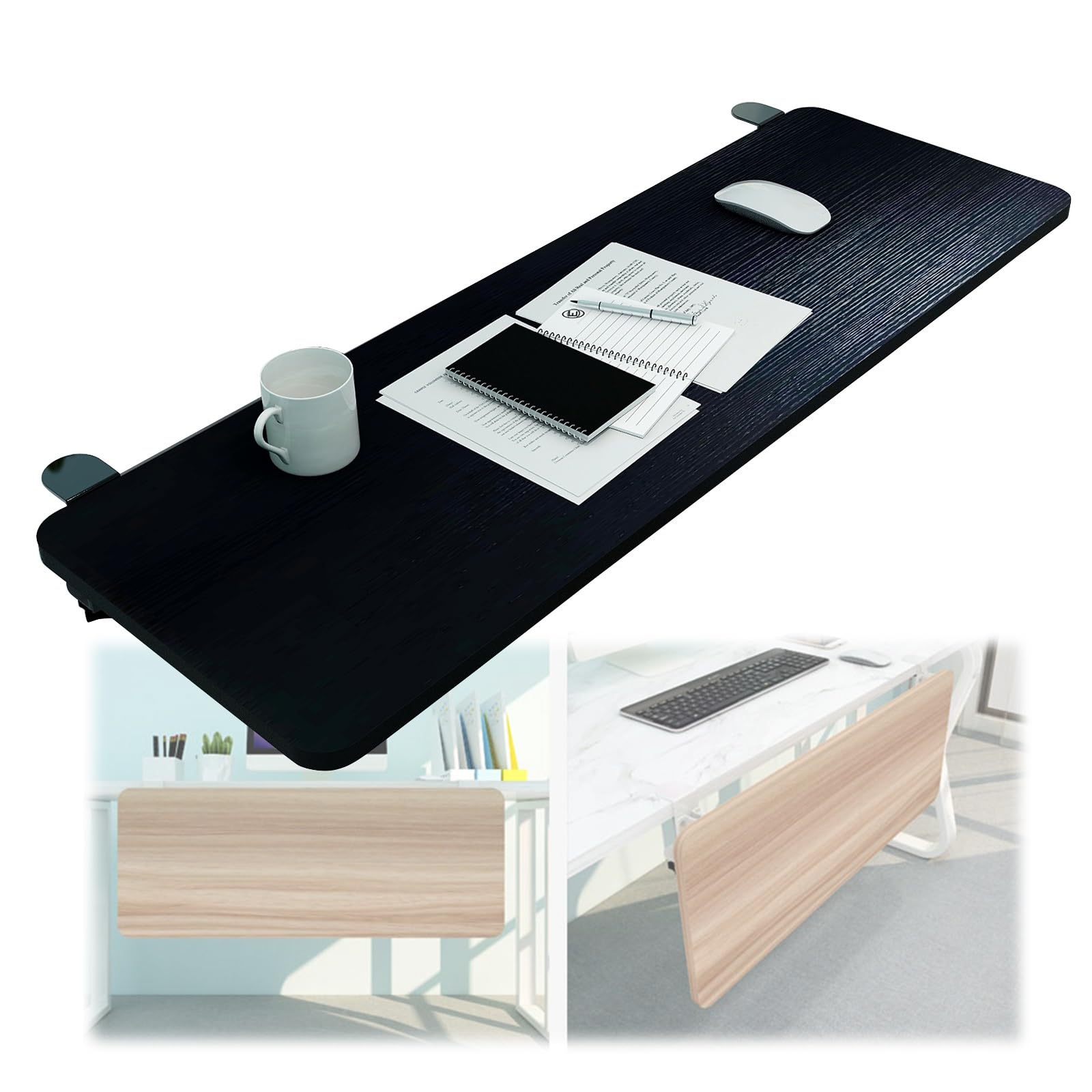 CVJdfhRE desk extender， 90° Foldable Keyboard Tray, Ergonomic Desk Extender For Home And Office, Fully Supports The Arms, Protects Eyesight(Black,75x25cm(30x10Inch))
