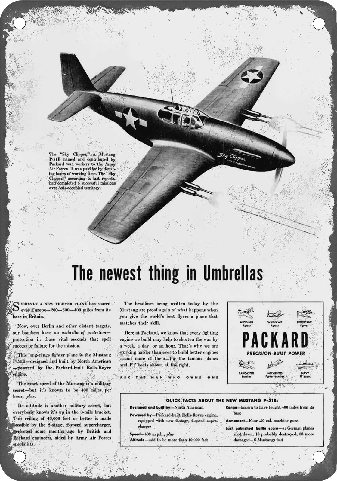 Miaomansenstore Metal Sign - 1942-45 Packard Vintage Ad 08 - Old Retro Rusty Look Home Decor