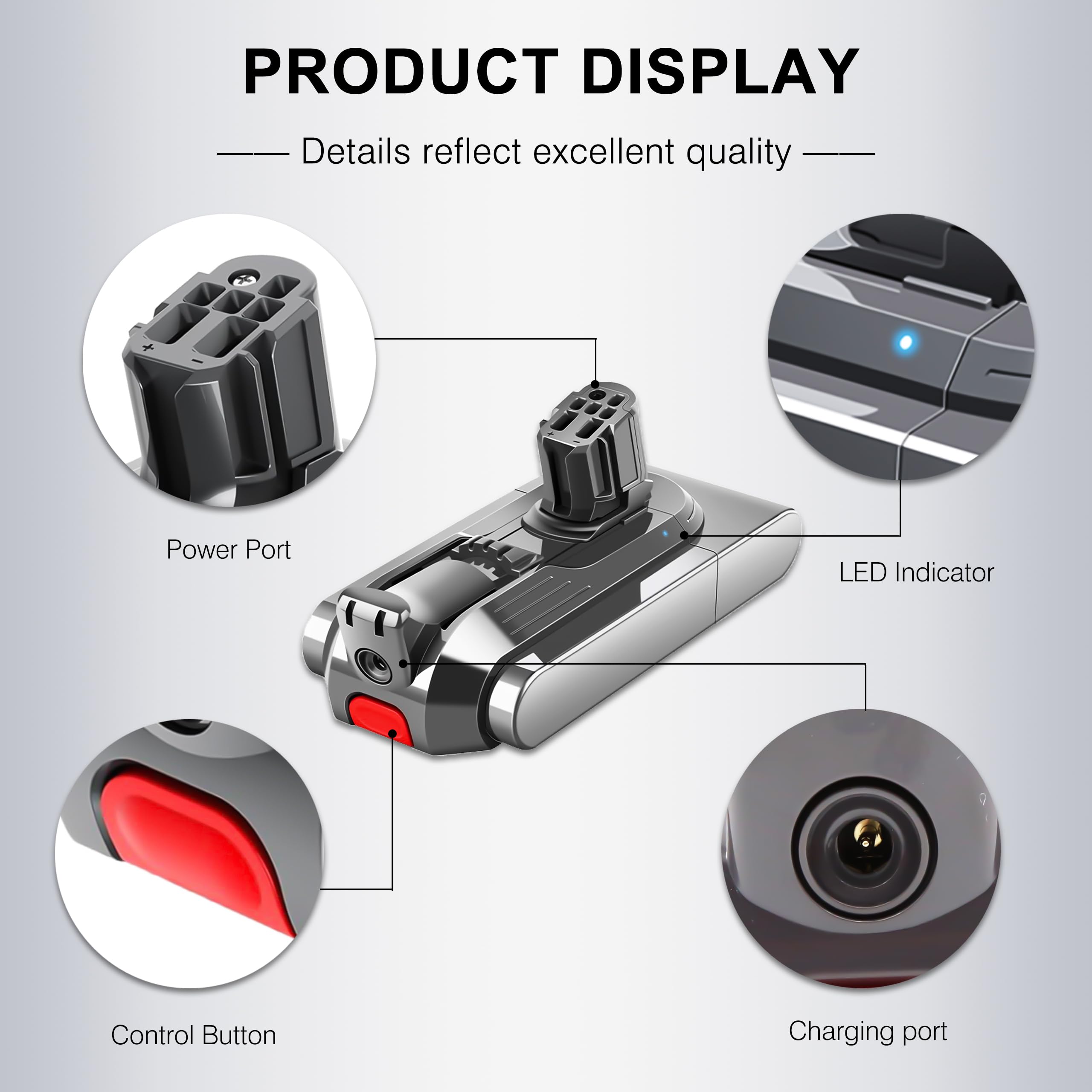 BLESYS Batería de Repuesto para Dyson V12 Detect Slim Fluffy, Compatible con 965470-01