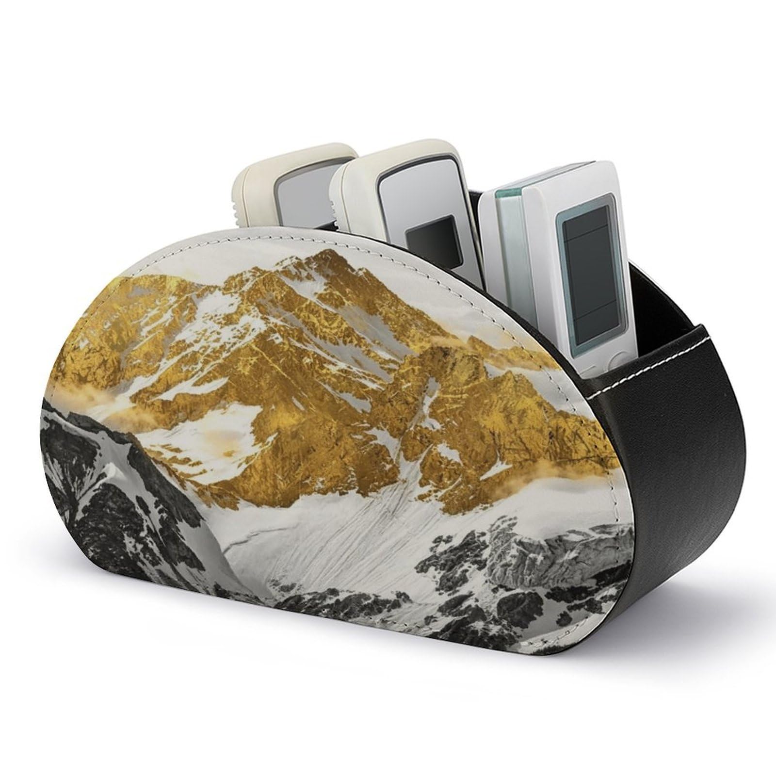 Btcowzrv Style Gold Snow Mountain Remote Control Holder With 5 Compartments
