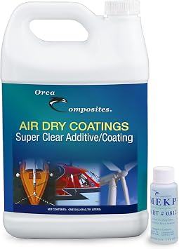 Orca Air Dry Super Clear Coating/High Gloss Additive. Scratch Resistant, Gelcoat Additive, Exotic Wood Coating. with MEKP. Boat Repair, Boat Gel Coat. Deep Shine.