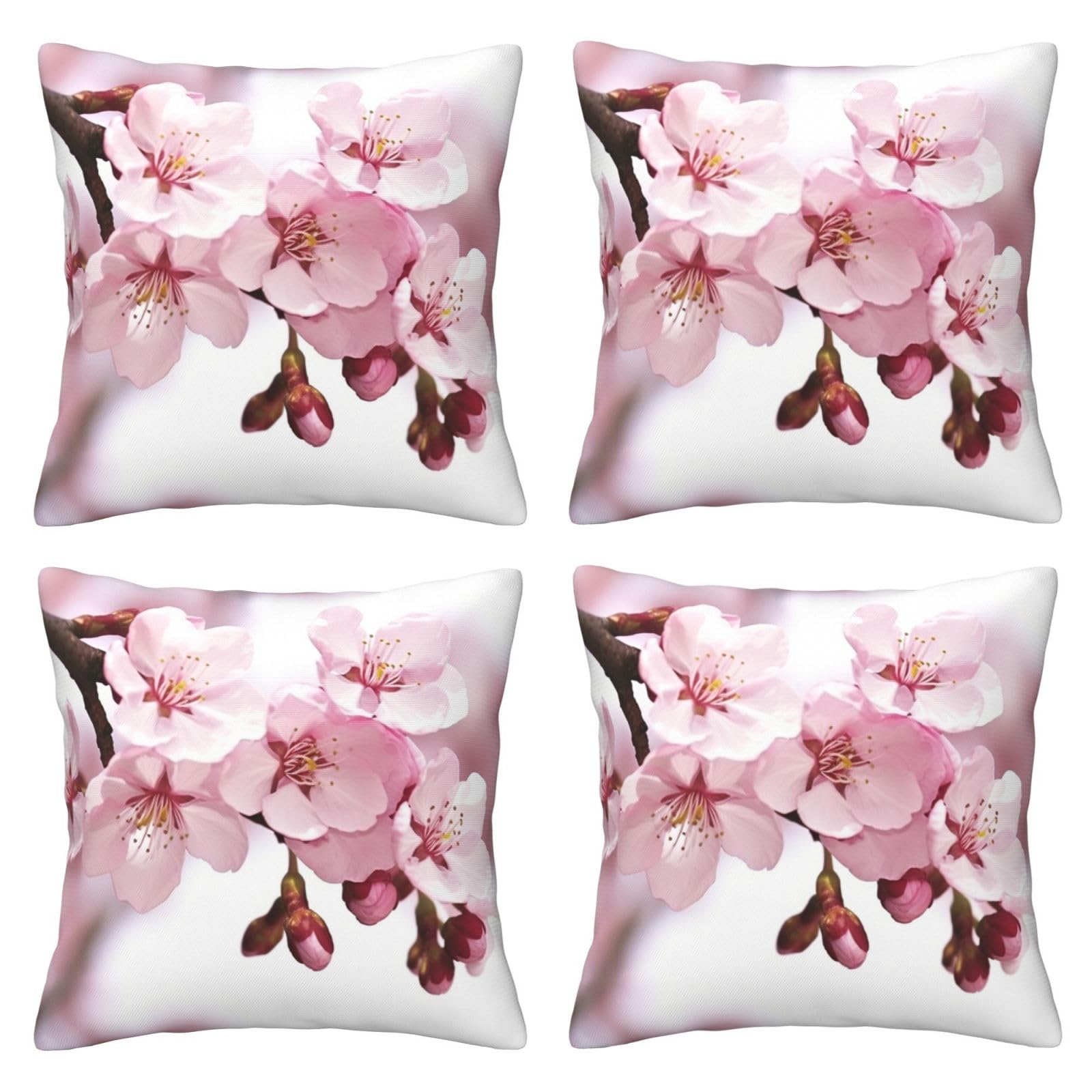 Housse de coussin carree douce motif fleurs de cerisier 40,6x40,6 cm pour canape