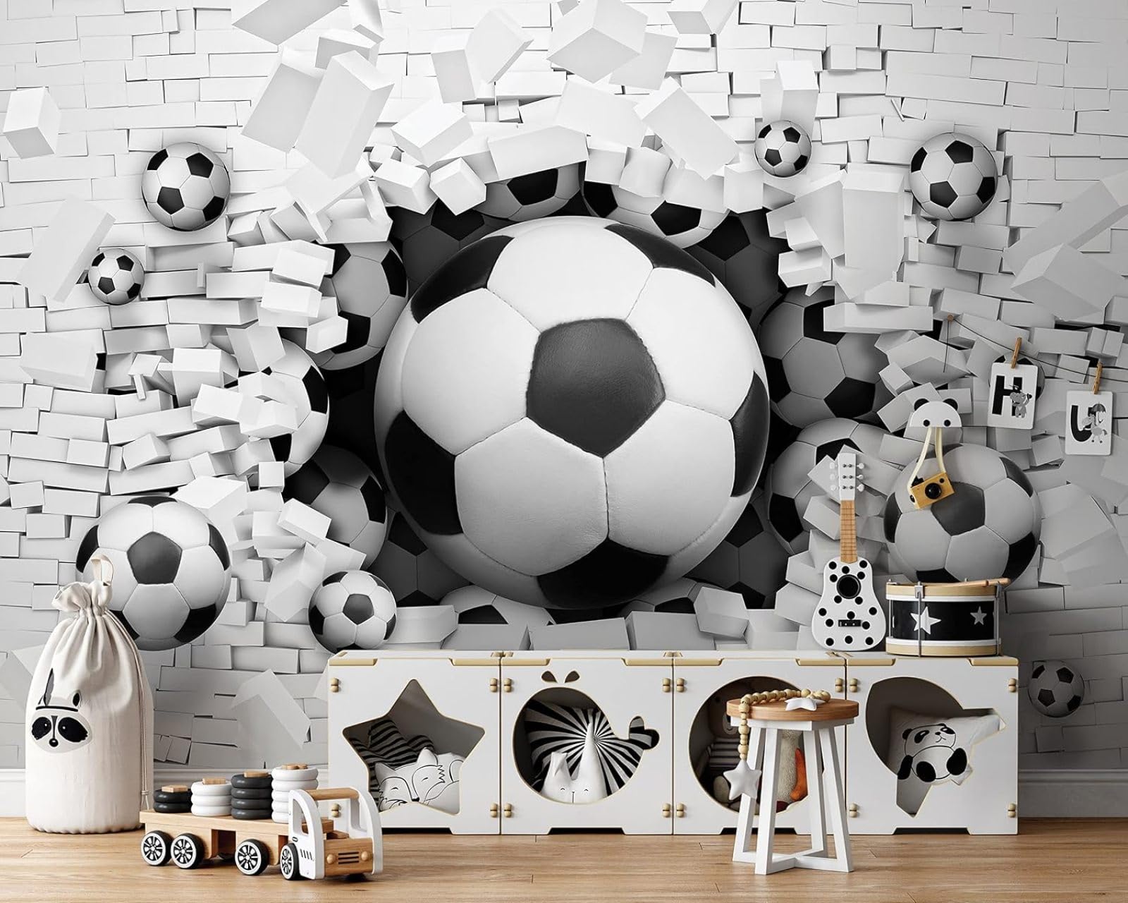 Kfjhgbdshhj 3D Mural Photo Mural-Wallpaper For Children's Room Football - For Children Children's - 3D Effect - Abstract,300Cmx210cm Poster - Wall Sticker - Frameless Picture