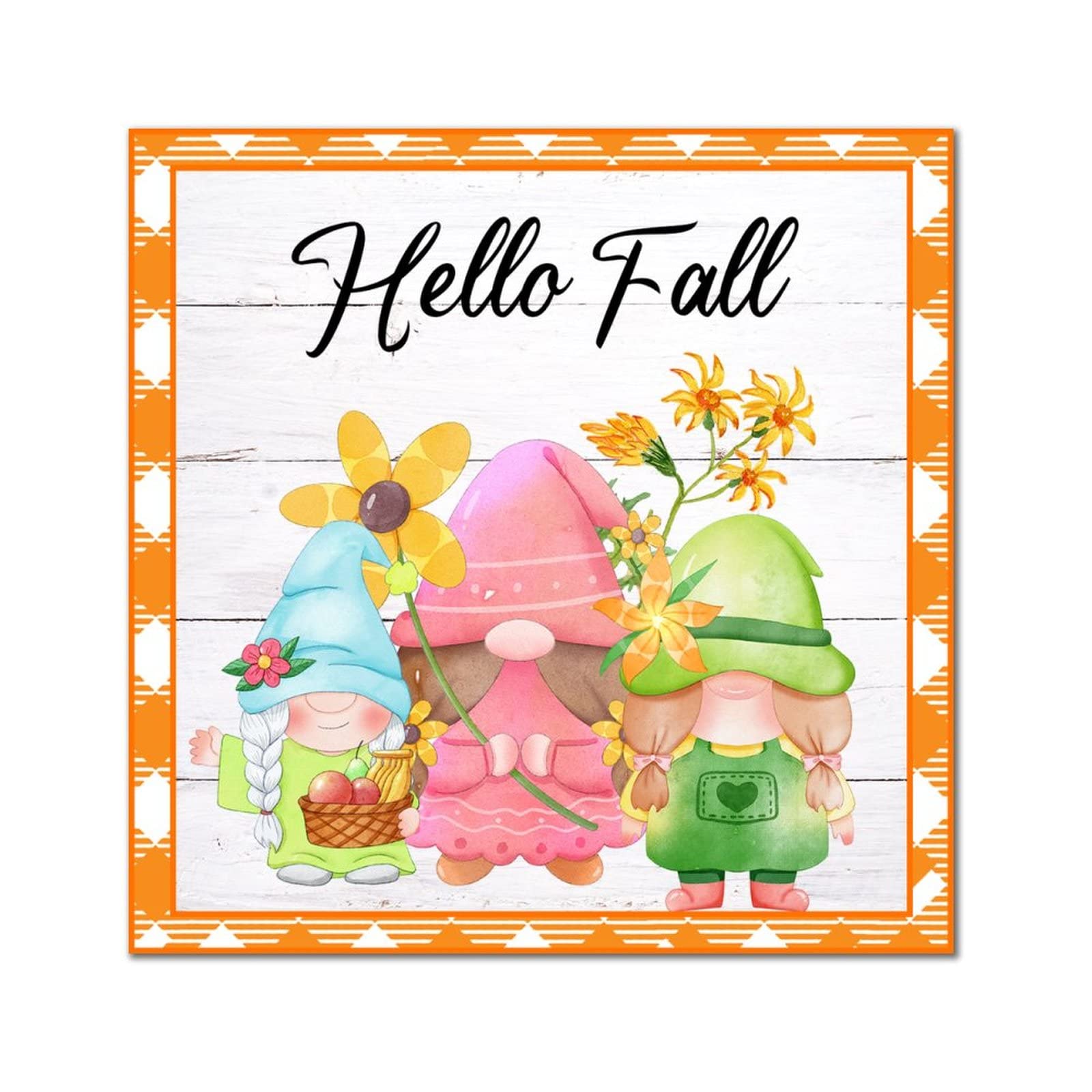 Plaque murale en bois Hello Fall deco maison bois naturel 35 x 35 cm