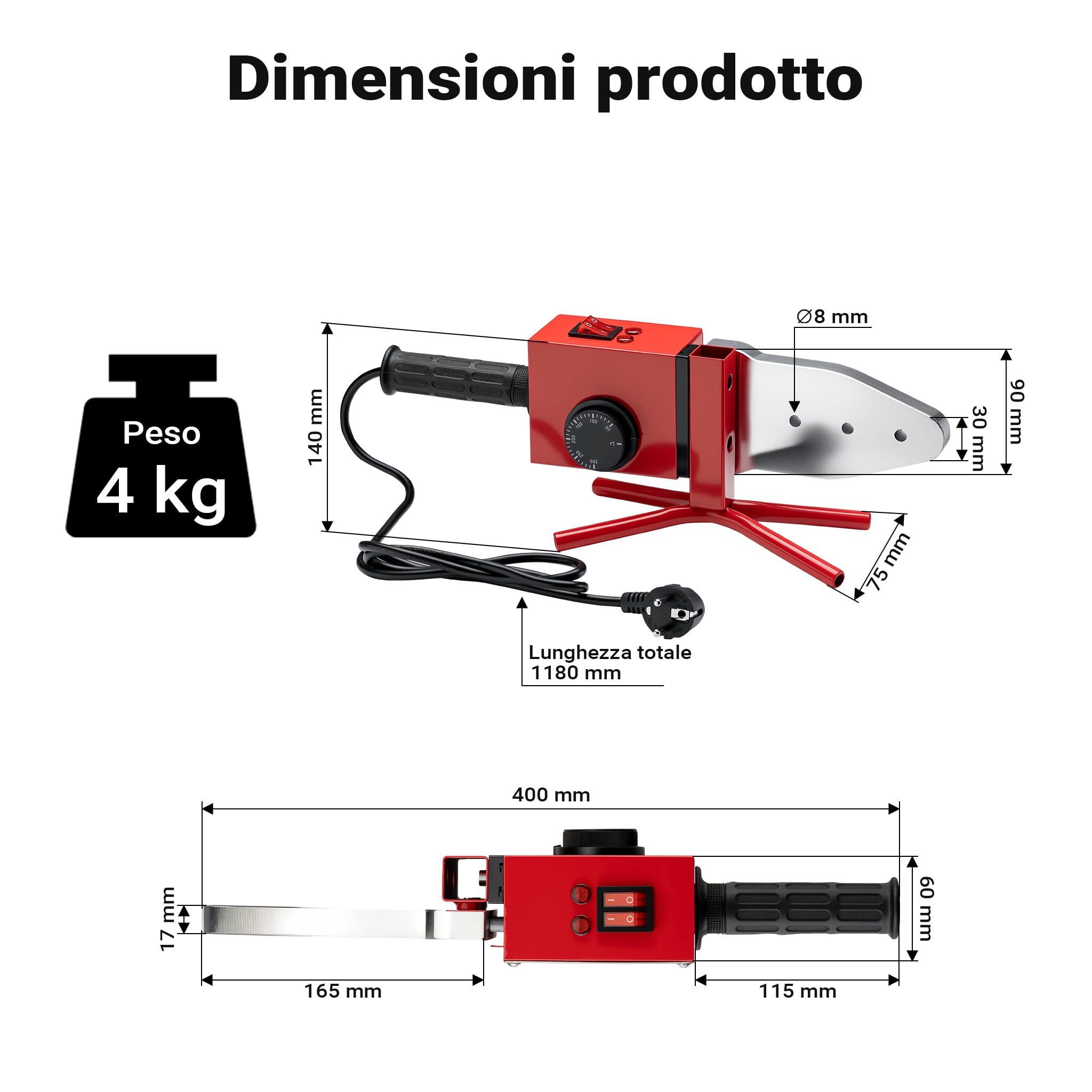 Polifusore saldatubi Saldatore a Matita per tubi strumento per saldatura tubi