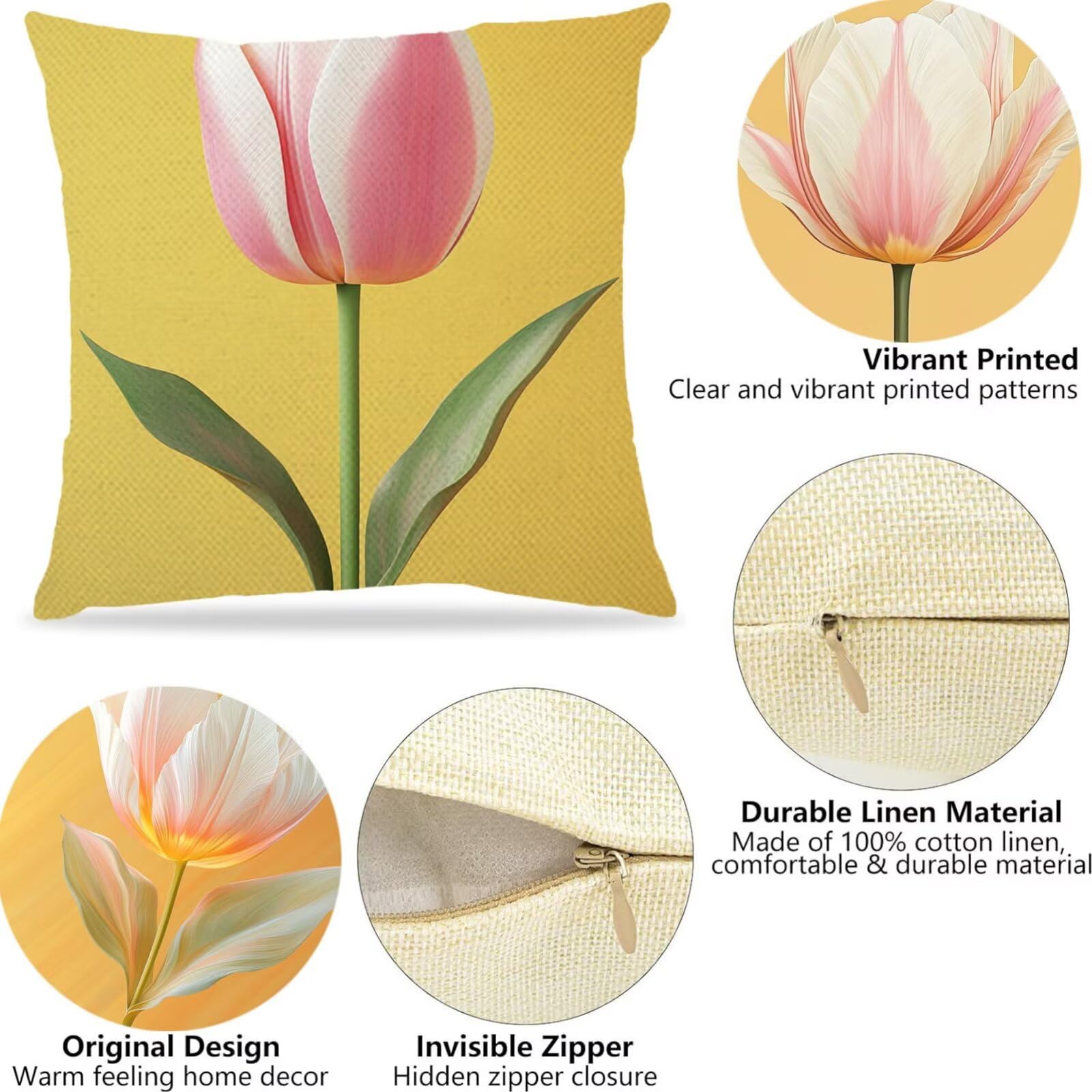 Cuscini Per Divano 60x60cm Set di 4 Cuscini da Esterno Divano Pianta Cuscino Esterno Decorativo in Piazza Estate Lino Impermeabile Cuscino Outdoor Pillowcase, Decorazione Del Giardino Fiore E-6