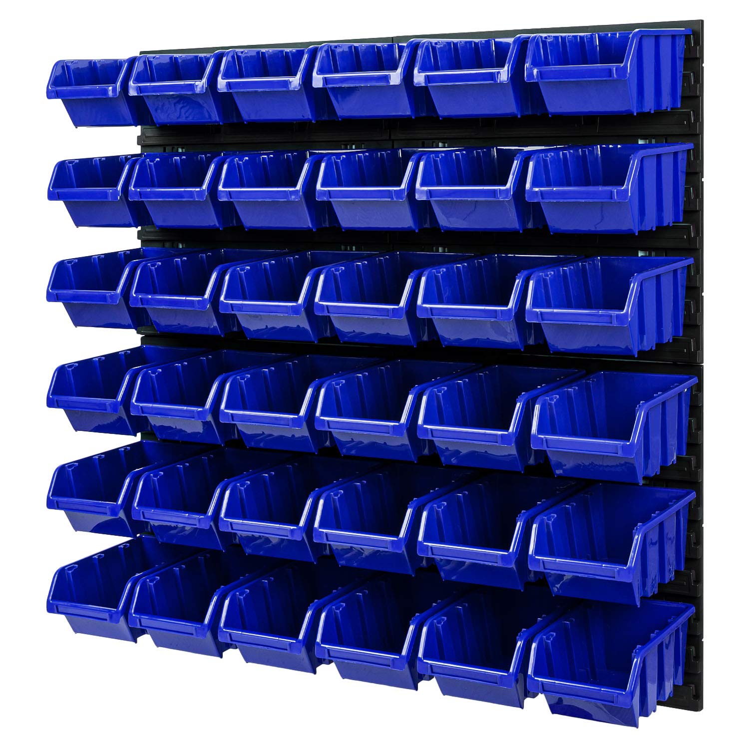 Sistema Di Scaffalatura Modulare A Parete 36 Pezzi – Pannelli In Polipropilene E Scatole Impilabili 120x195x90 Mm, Espandibile E Resistente