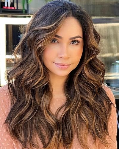 FENJUN - Pelucas de cabello humano rubio castaño degradado 1B33#30#, color con reflejos de 20 pulgadas, cabello virgen brasileño ondulado, pelucas
