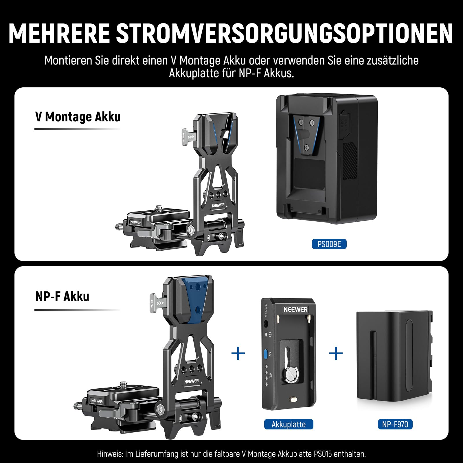 Neewer Faltbare V-Halterung Batterieplatte mit Arca-Typ-Kamera-Grundplatte für RS4 RS3 Gimbal & Stativ – Bild 8