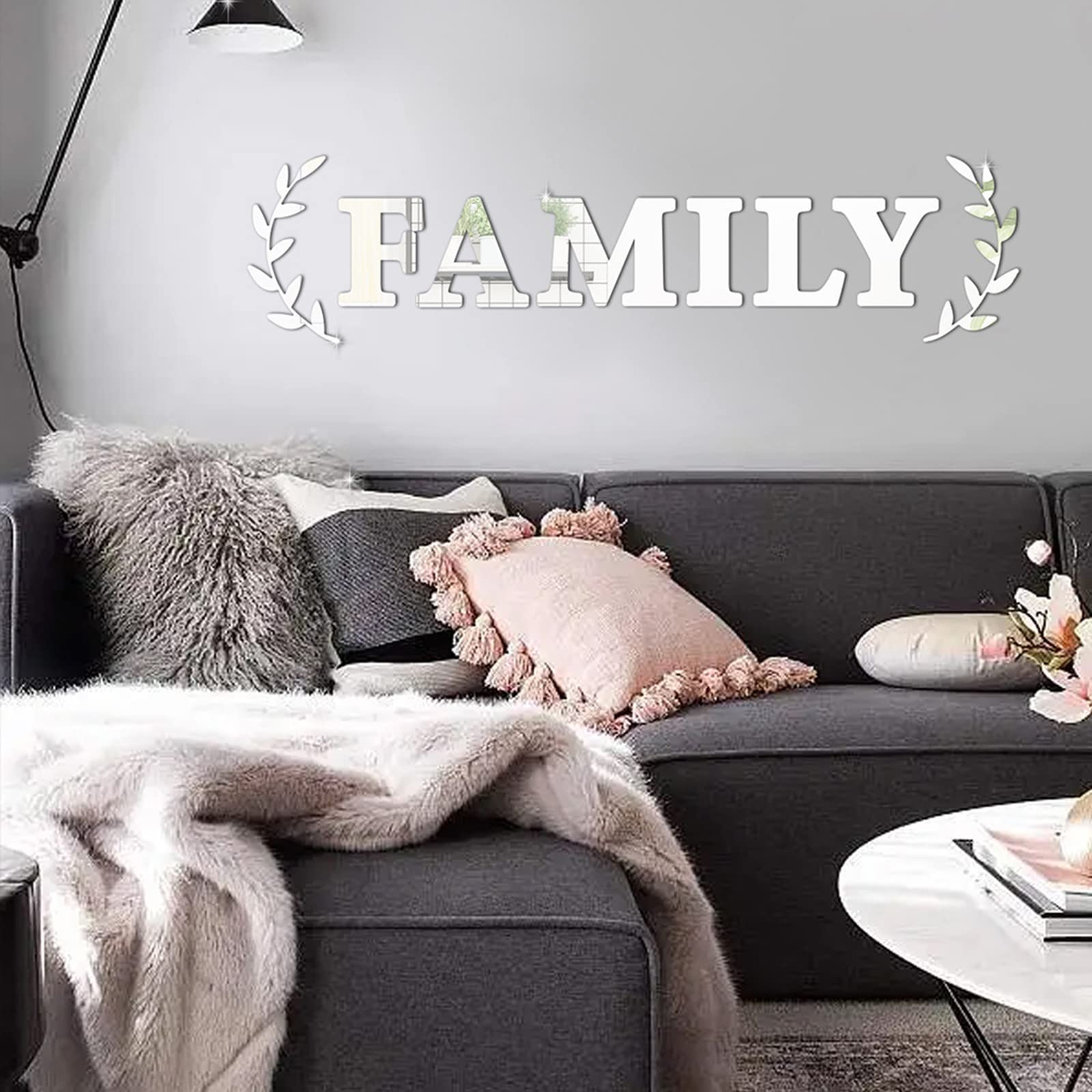 Sicheii Family Letters Mirror Wall Decor, 3D Acrylic Mirror Wall Decal Stickers Family Letter Quotes Home Decor - Image 2