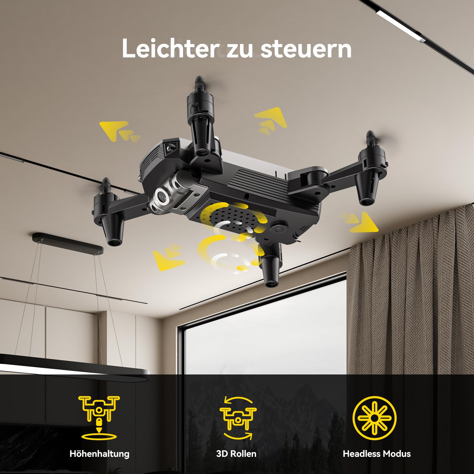 DEERC D20 Drohne mit Kamera HD 720P für Kinder,Faltbar RC Mini Quadcopter mit FPV WiFi Live Übertragung,2 Akku lange Flugzeit,Flugbahnflug,Höhenhaltung,One Key Start/Landen,Headless Modus für Anfänger