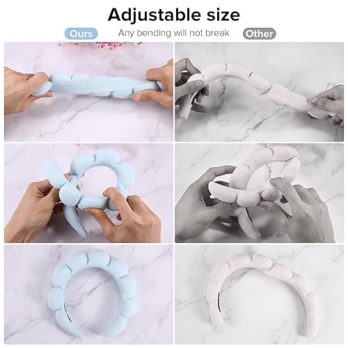 Miniatura 4 de Juego de 2 diademas de tela de rizo para lavar la cara o la cara, diademas de maquillaje hinchadas para cuidado de la piel, máscara, peluquería, uso
