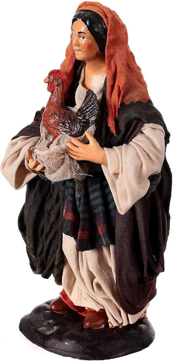 Holyart Neapolitan Nativity Figurine, Woman with Hen, 18 cm
