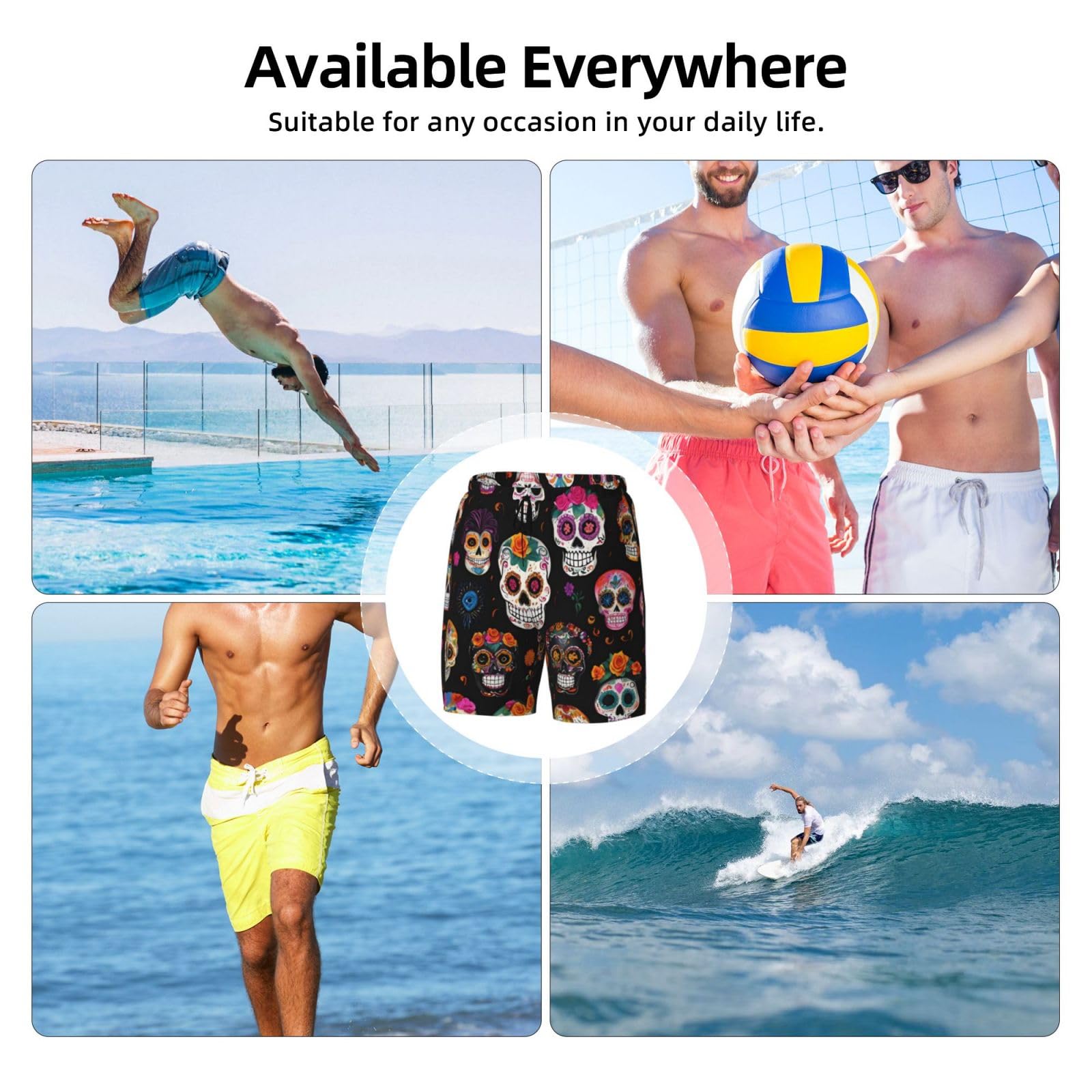 YANYU Nadruk czaszki męskie hawajskie szorty szybkoschnące kąpielówki surfing plaża wakacje letnia aktywność