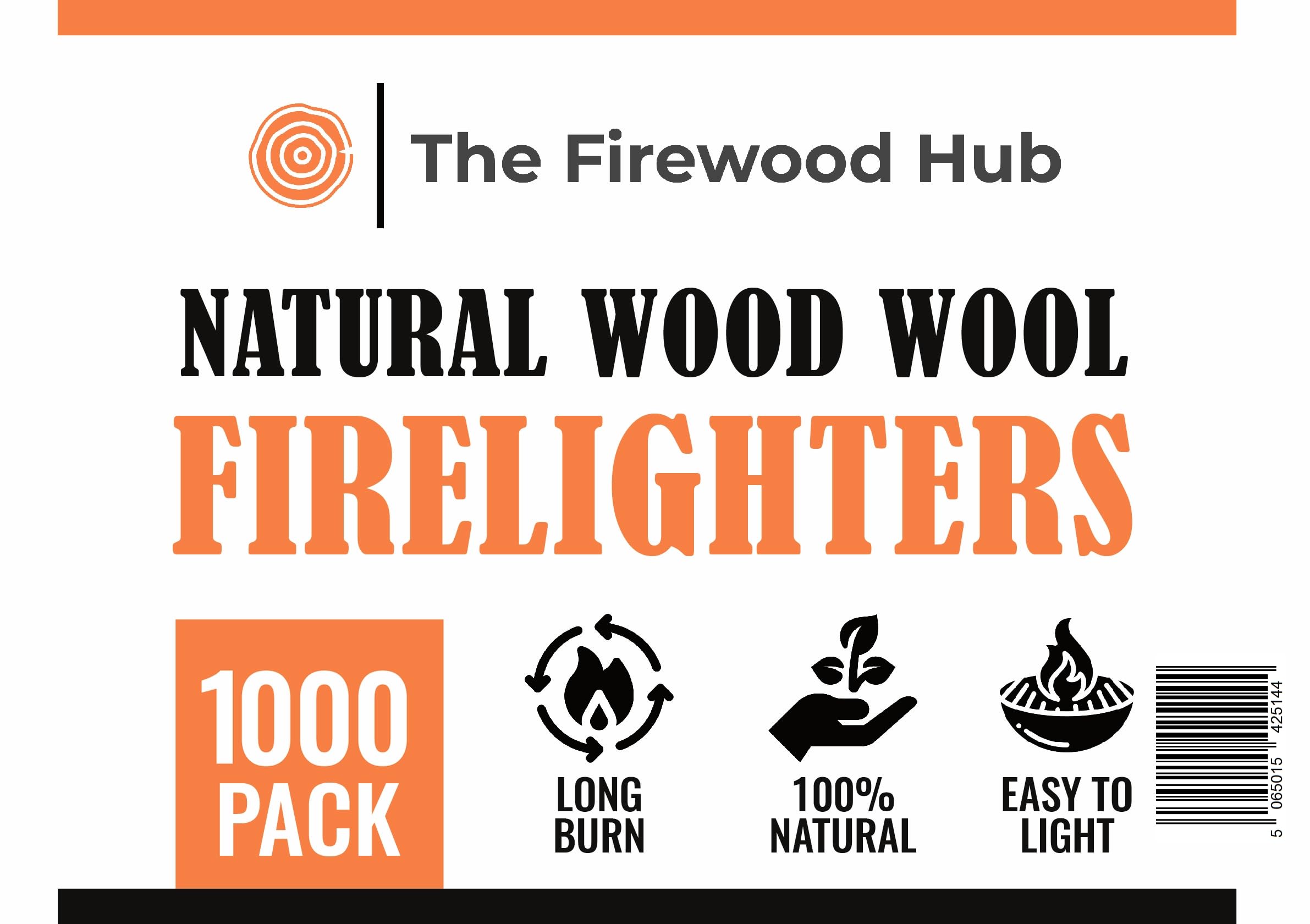 1000 – natürliche Öko-Wachsbeschichtete Holzwoll-Feueranzünder für sichere, saubere und geruchlose Zündung von Holz und Holzbrennern, Grills, Pizzaöfen und mehr – der perfekte Feueranzünder für jeden