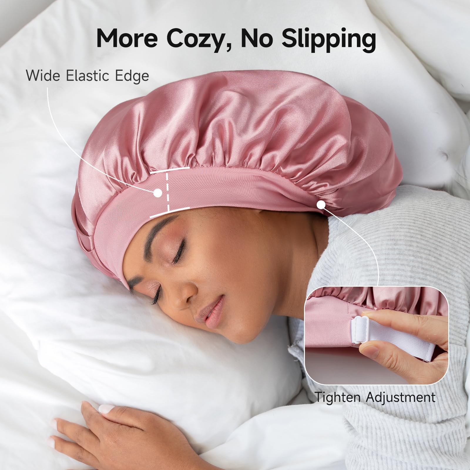 Umisleep 22 Momme 100% Mulberry Silk Bonnet with Double Layer Satin Outer for Sleeping Women for Adult & Kids - Image 4