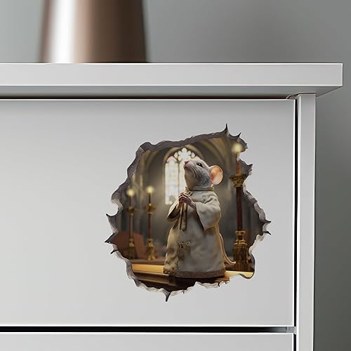 Miniatura 6 de Pegatina de pared 3D con agujero de ratón y sacerdote de la iglesia