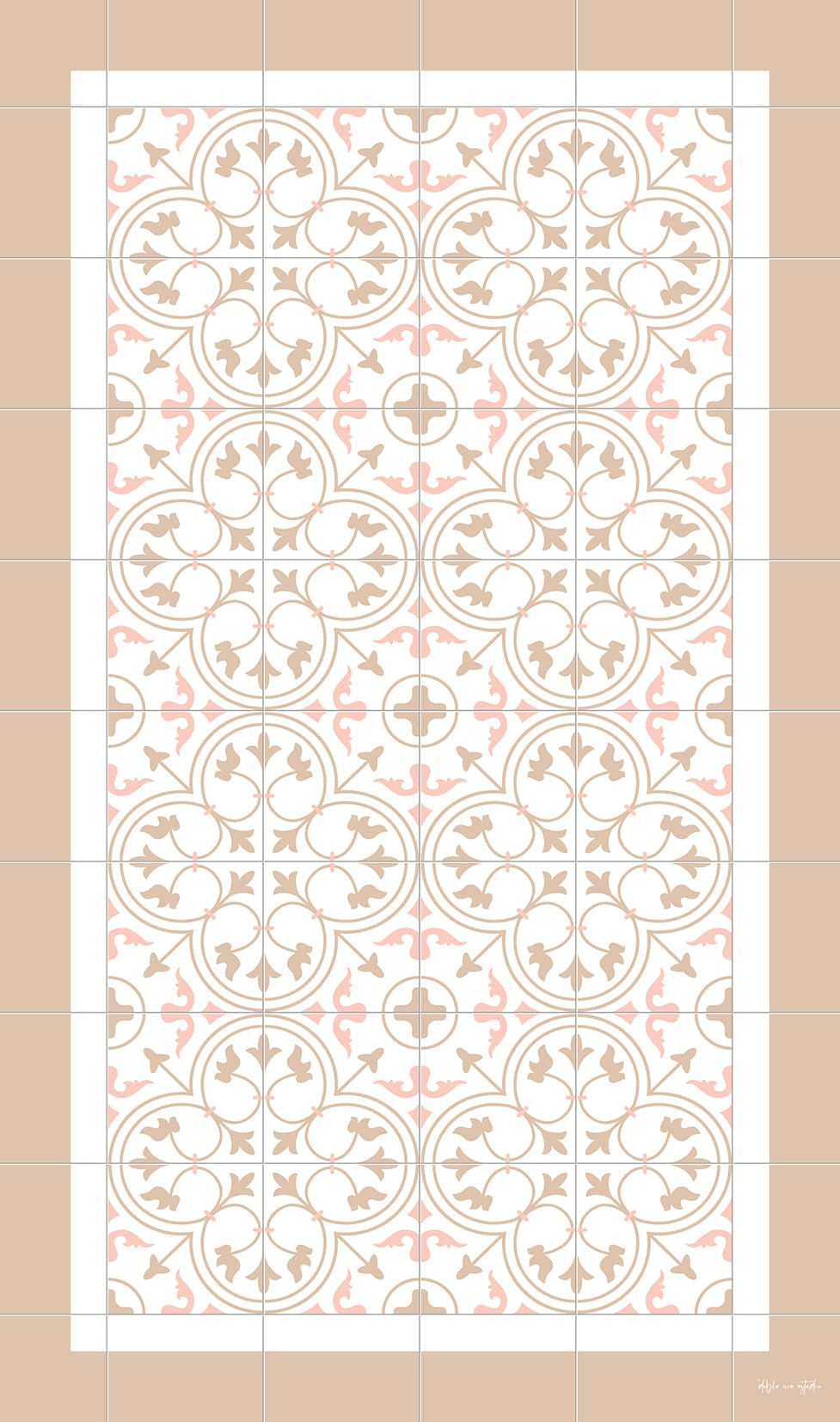 DobleUve Estudio Vinyl Teppich Hydraulik Capri | Beige | 80x200 cm | Waschbarer Rutschfester Küchenläufer | Kinder | Vinylboden | Vinylteppich für Wohnzimmer