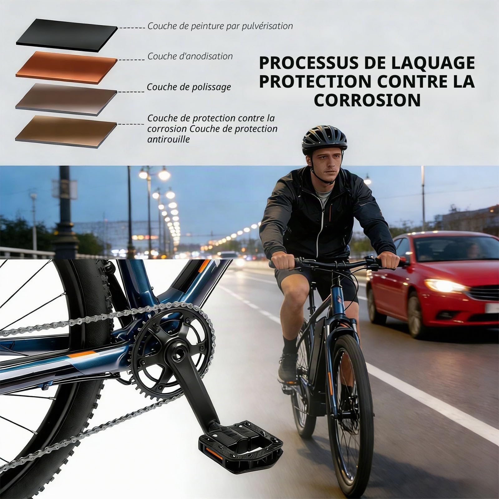Pédales de vélo pliables en aluminium CNC 9/16 pouces avec réflecteurs, antidérapantes, étanches, large plateforme pour vélo électrique, VTT, vélo de ville