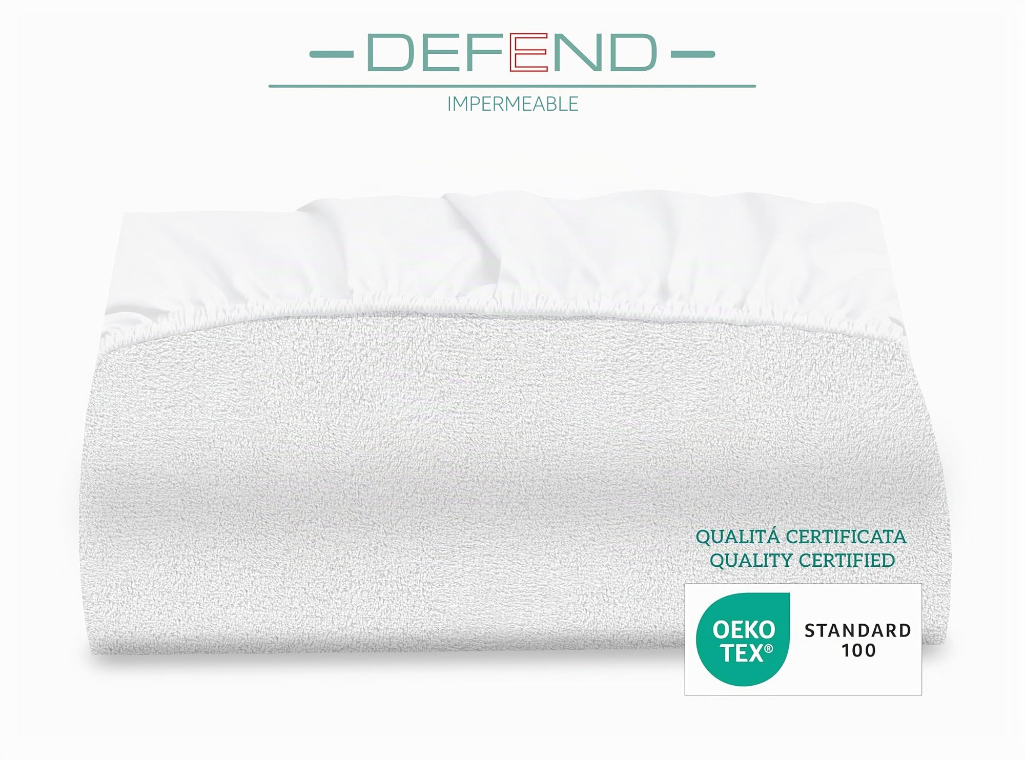 Defend - Protector de colchón de Plaza y Media Impermeable, Transpirable, antiácaros e hipoalergénico, 130 x 200 cm + Esquina 30 cm, Protector de colchón, Blanco, una Plaza y Media, Certificado