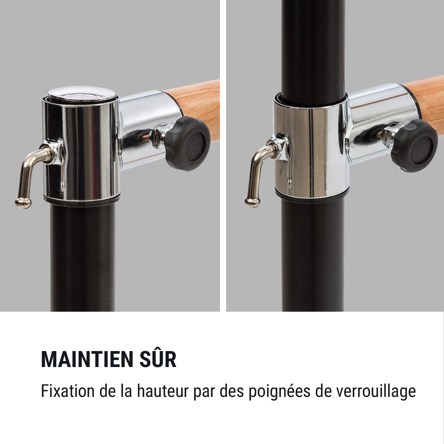 KLAR FIT Anna-Marie - Double Barre de Danse Classique, Pose Libre, Hauteur réglable, Poignées de Verrouillage, Pieds Solidesn, Tubes d'acier, Stretching