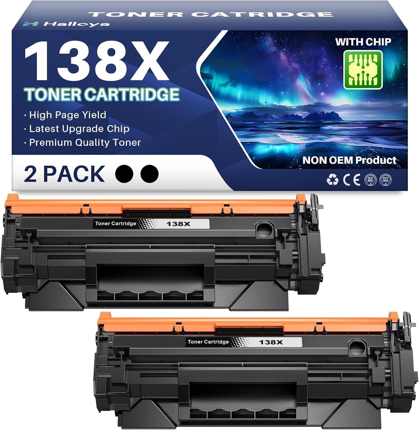 Photo 1 of 138X Black Toner Cartridge (with CHIP) Replacement Compatible for HP 138X 138A W1380A W1380X High-Yield Toner Work with LaserJet Pro 3001dw 3001fdw MFP 3101fdw Printer ( 2-Black )