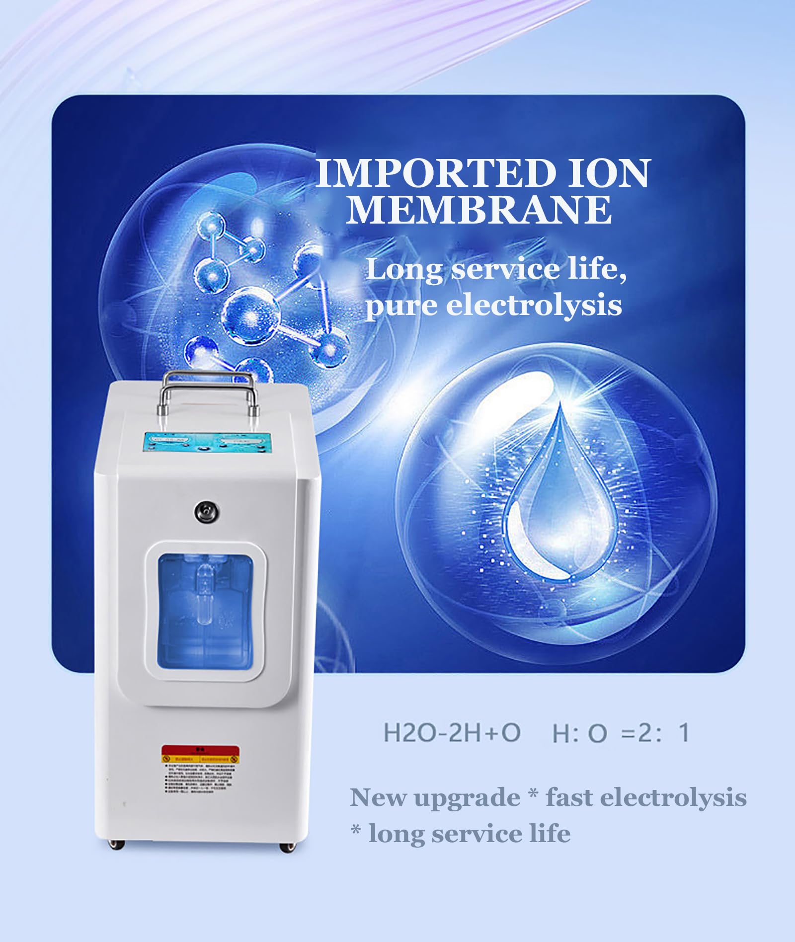 Generador de hidrógeno, máquina de inhalación de Agua con hidrógeno de 3000 ml/min, inhalador de hidrógeno H₂ de Alta pureza del 99,99%, ionizador de Agua SPE con caudal Ajustable