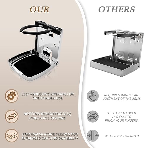 Miniatura 5 de SHENGHUISS Portavasos plegable resistente, acero inoxidable 304 ajustable con diseño silencioso y a prueba de golpes, universal para