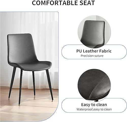 Miniatura 5 de Dining Chairs 4PCS Set, Modern Kitchen & Dining Room Chairs with Upholstered Faux Leather Cushion Seat and Sturdy Metal Legs, Desk Chair for Home