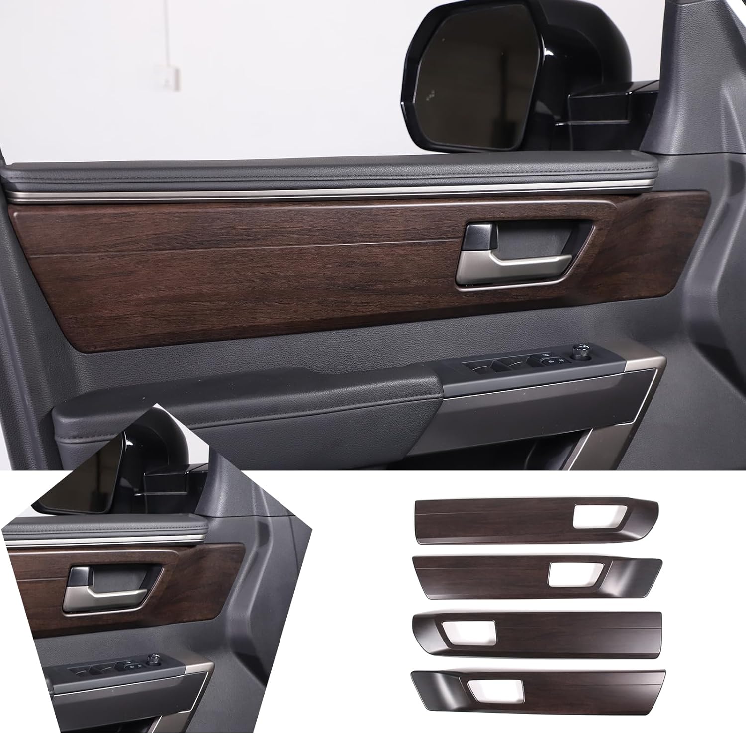 HAPPYHORSE Automotive Door Panel Decorative Cover Compatible with Tundra/Sequoia 2022 2023 Automotive Door Panel Protective Cover Decorative Frame Accessories (Oak Grain)