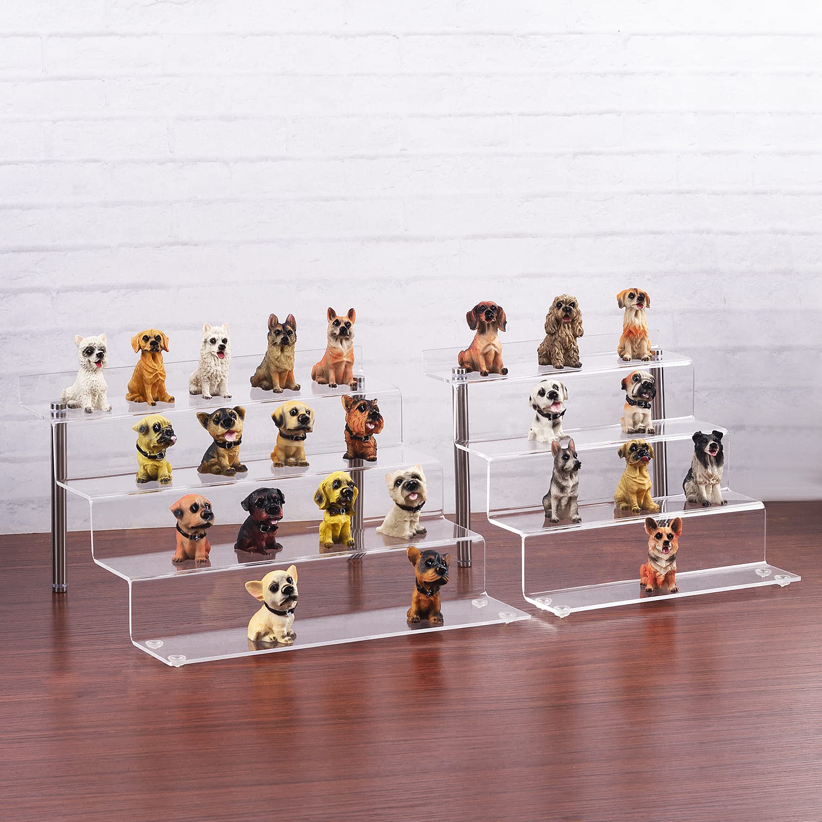 CECOLIC Estante elevador acrílico transparente de 4 niveles para figuras coleccionables Pop, cupcakes, perfumes, elevadores de exhibición para decorar y organizar, 9 x 8.3 x 6.8 pulgadas (pequeño, 2