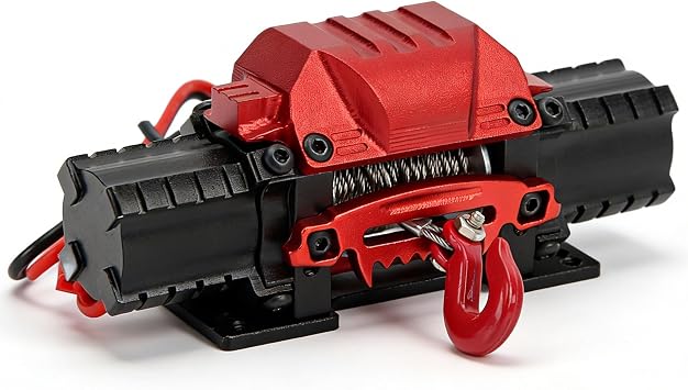RC Car Winch, 10KG 6-8.4V RC Car Dual Motor Winch with 270mm Wire Aluminium Alloy High Simulation Simulation Winches with Dual Motor for Remote Crawler Cars Black