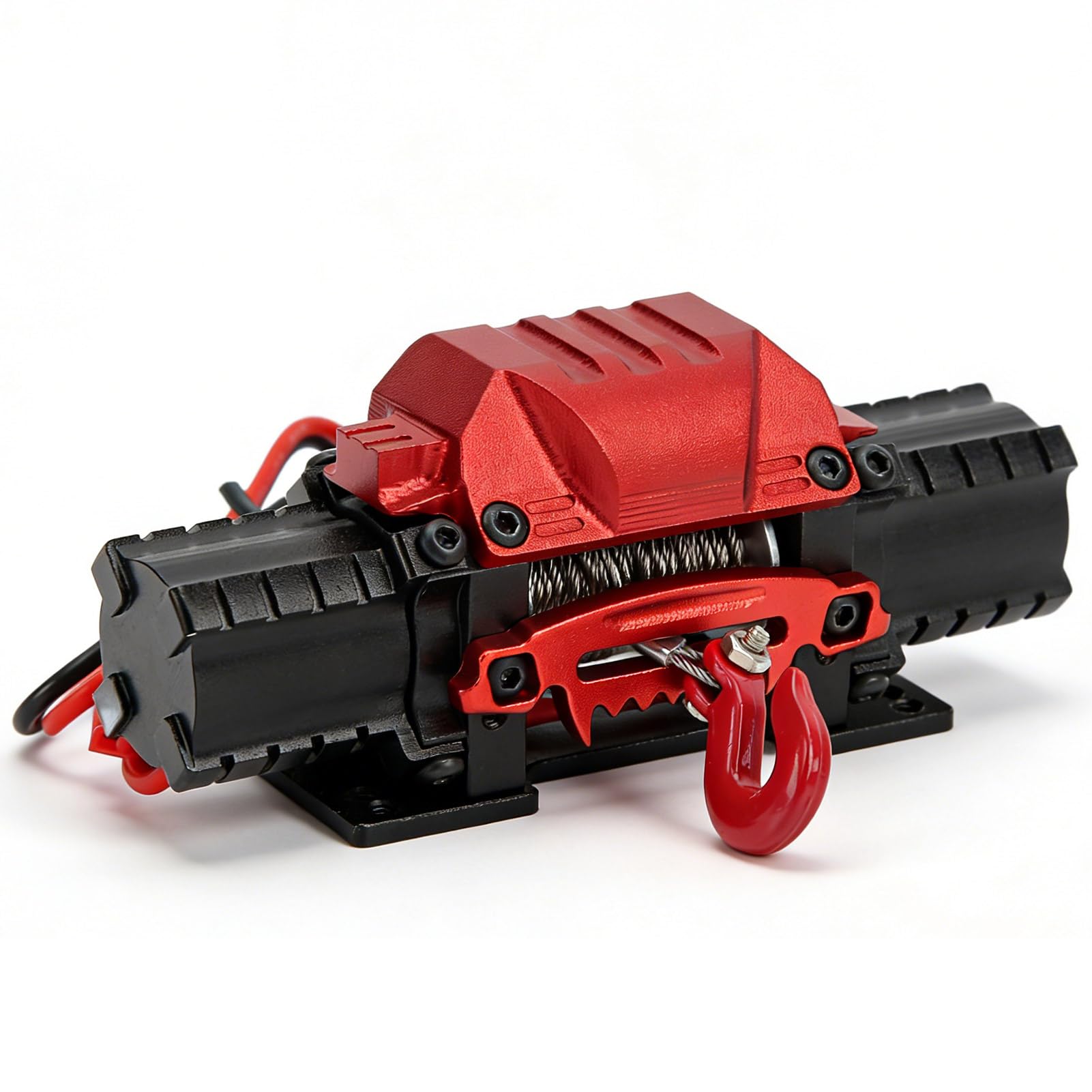 Wciągarka samochodowa RC, 10 kg ciągnięcie Gorce pilot symulacja ciągnięcia zabawka model wciągarki ze stopu aluminium wysoka symulacja RC samochód podwójny silnik wciągarka z drutem 270 (czarny)