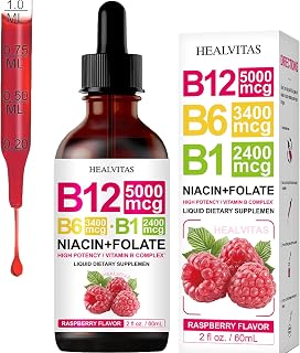 B12 Liquid Drops 5000mcg Methylcobalamin B Complex Raspberry | 5-B Vitamin Complex: 5000 mcg Methylcobalamin B12 + B1 B3 B6 B9. Sublingual liquid, raspberry, zero sugar.