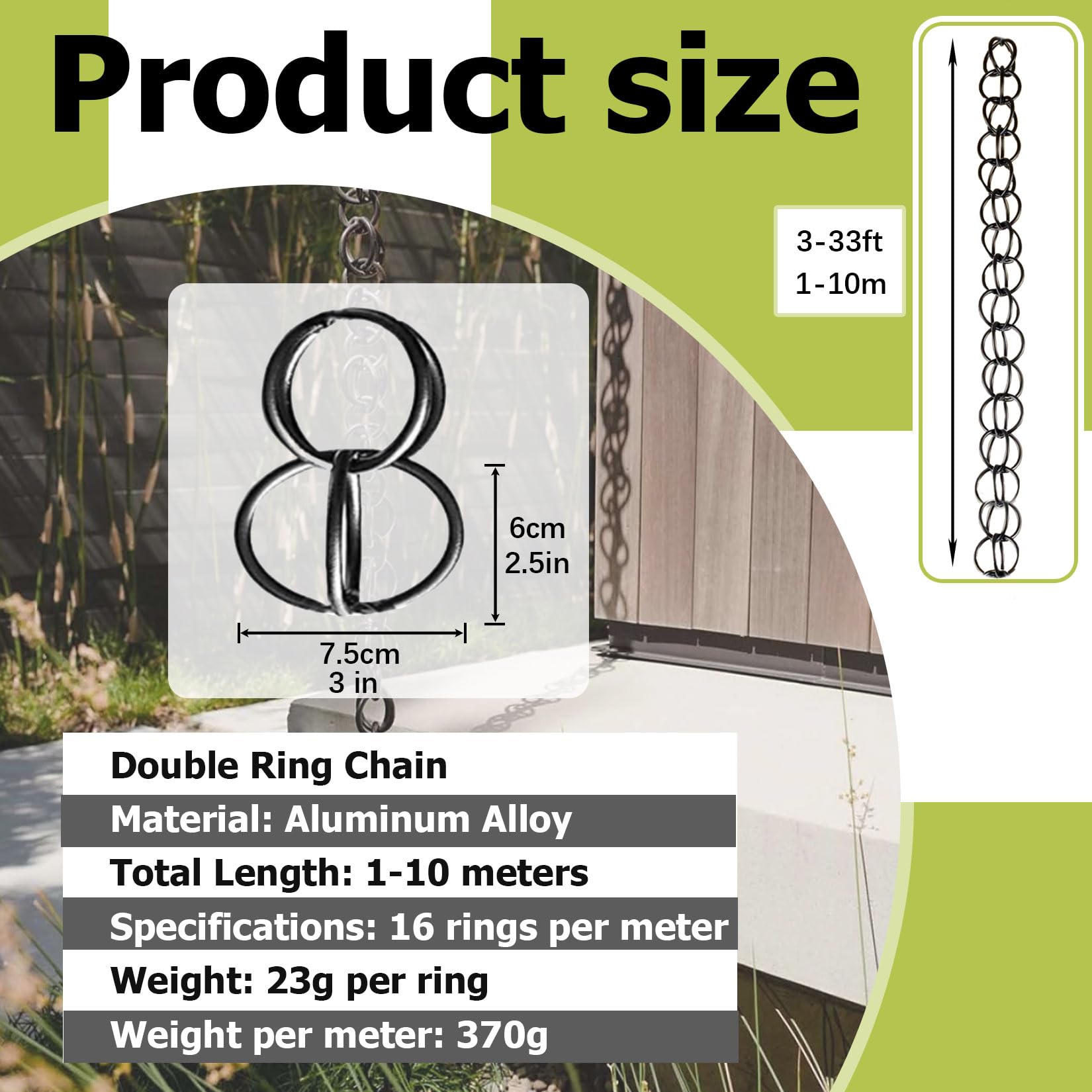 Catene Antipioggia per Grondaie,Catena Antipioggia per Grondaie,Drenaggio ad Alta Efficienza,Pratica ed Elegante,Ricambio Perfetto per Pluviali,Per Giardino Casa Gazebo Esterno Tettoia Copertura 8ft