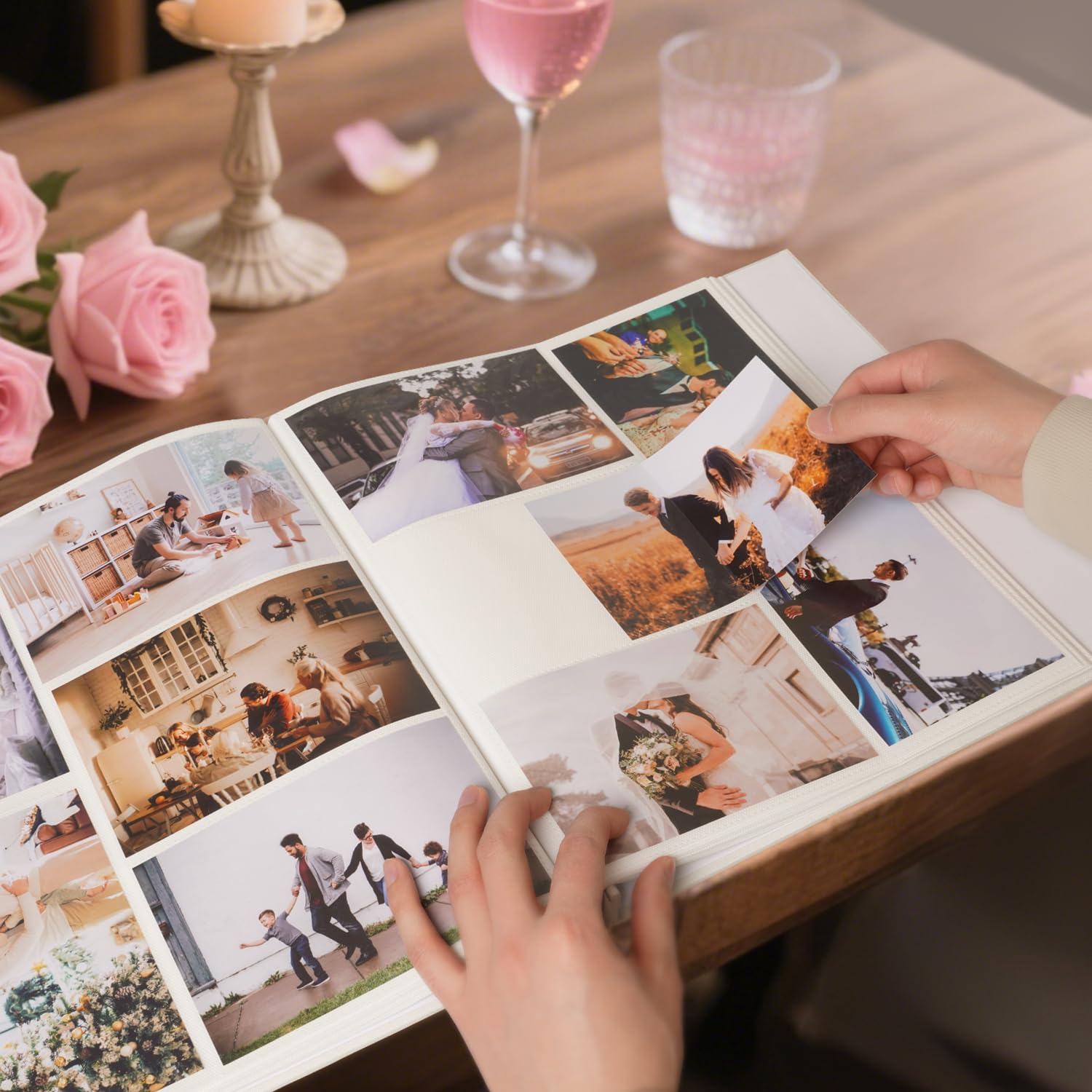 Album fotografico 10 x 15 cm, 500 foto per pagina, 500 tasche, album fotografico da 10 x 15 cm, copertina in tessuto di lino, grande album fotografico per ricordi di matrimonio e famiglia
