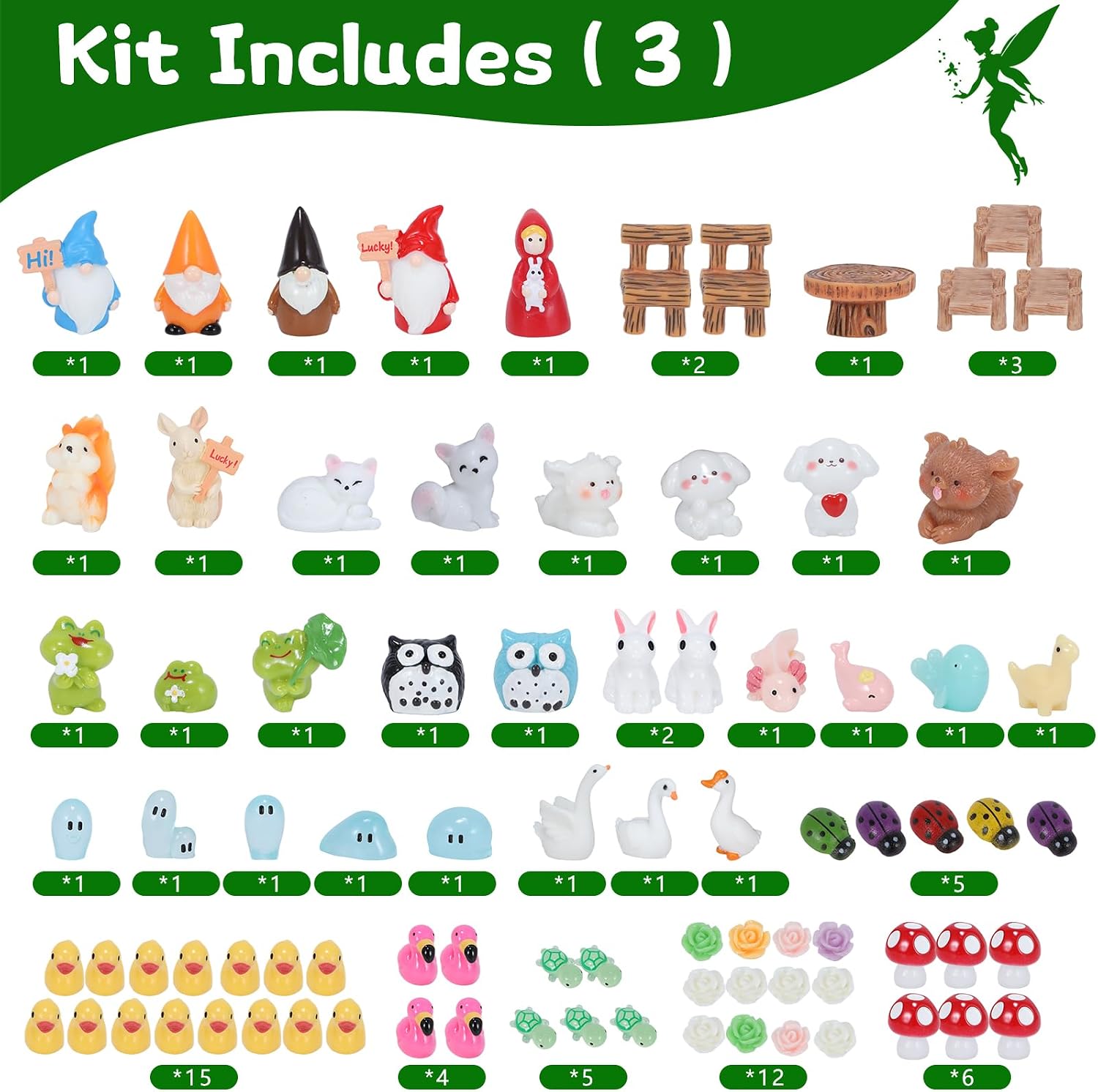 110 Pcs Fairy Garden Accessories Set - Mini Resin Figurines with Houses, Animals, Trees, Bridge, Pond, Gnomes & DIY Decor for Dollhouse, Indoor Outdoor Plant Pots, Crafts, Party Favors