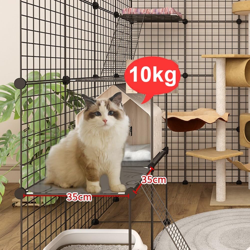 ILOOXI Grande Jaula para Gatos De Alambre De Metal, Jaula De Conejo, Jaula De Chinchilla, Valla De Animales Jaula Antisalto para Gatos, Conejo, Chinchilla (Size : 110 * 75 * 145cm)