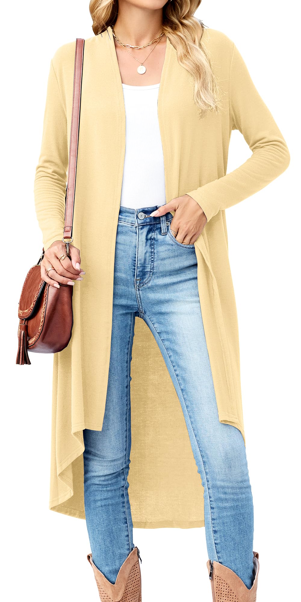 Light Summer Cardigans for Women Lightweight Apricot Cardigan Duster High Low Hem Maxi Long Sleeve Cardigan Light Apricot