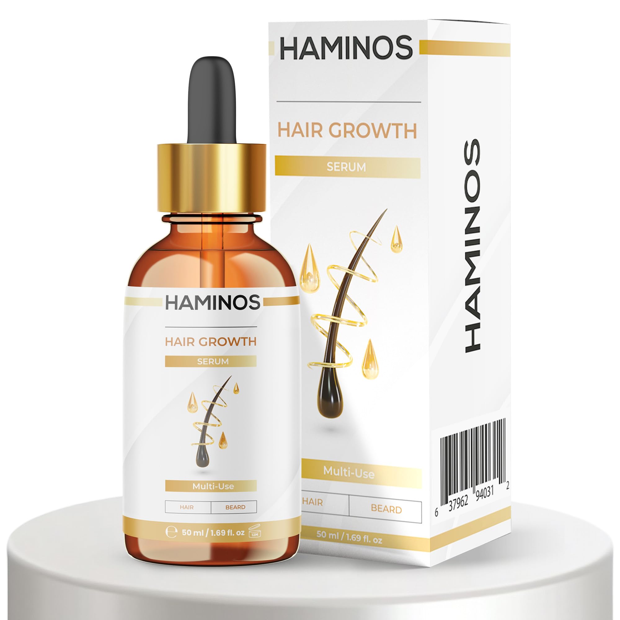 HAMINOS Sérum Crecimiento Capilar con Romero, Jengibre, Ginseng y Péptidos – Fortalece y Estimula el Cabello – Anticaída, Hidratante y Revitalizante - FÓRMULA ÚNICA (50 ml)